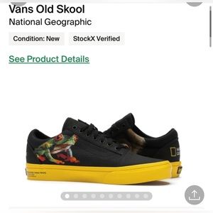 **Sold** NEW Vans x National Geographic Old Skool Black & Yellow Skate Shoes